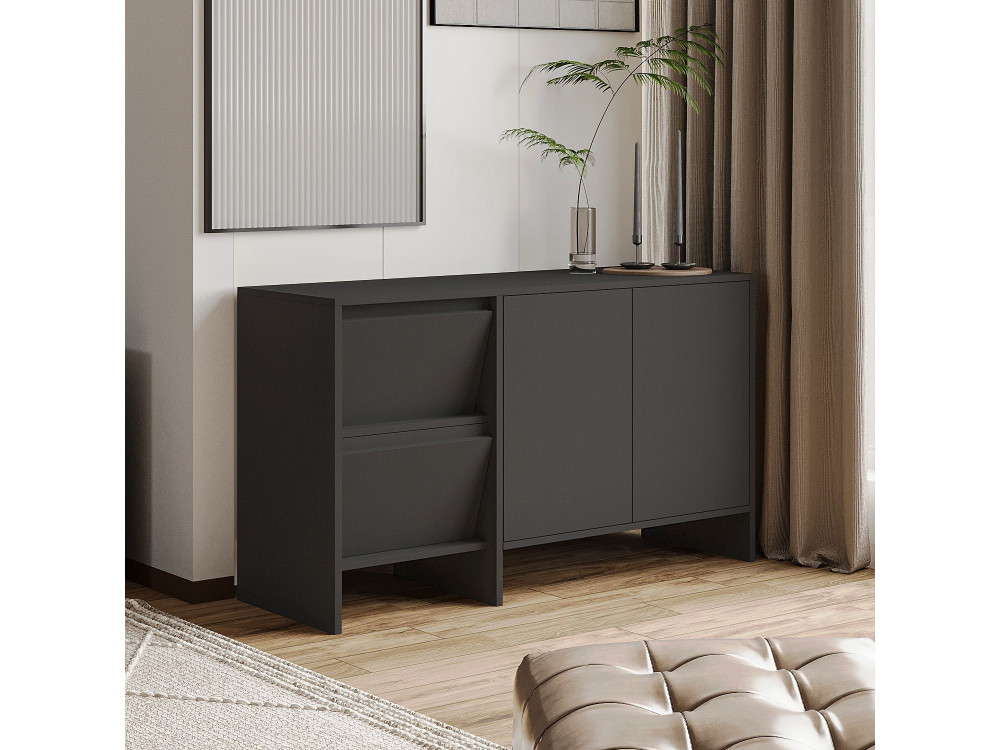 Credenza in legno "Laris 130" - 130 x 44 x 82 cm - Grigio antracite