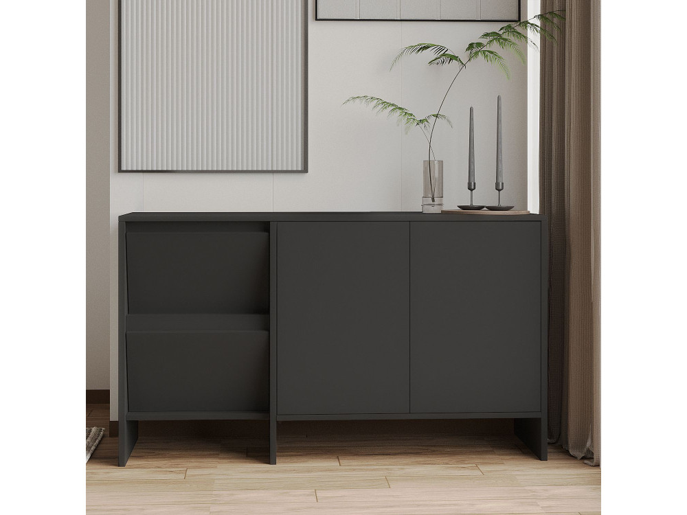 Credenza in legno "Laris 130" - 130 x 44 x 82 cm - Grigio antracite