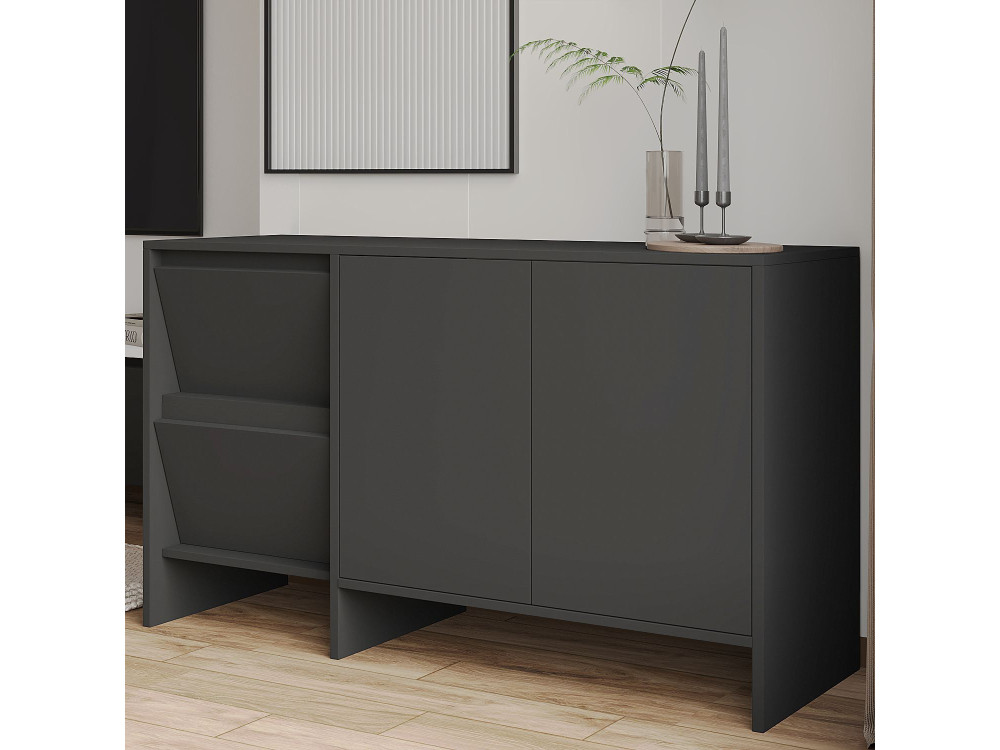 Credenza in legno "Laris 130" - 130 x 44 x 82 cm - Grigio antracite