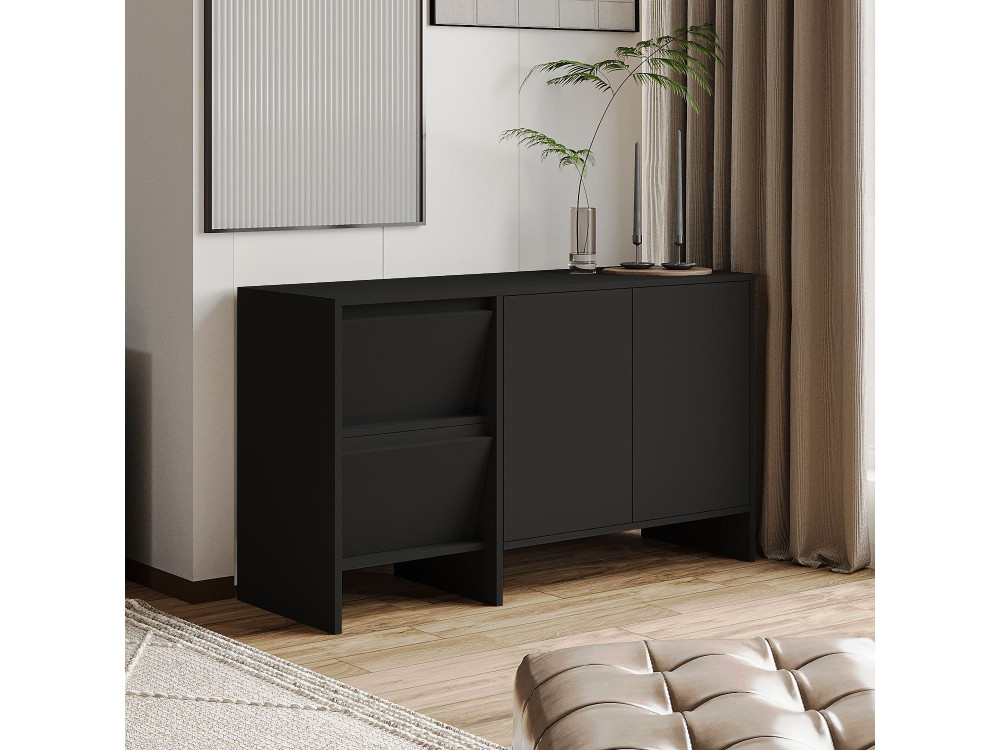 Credenza in legno "Laris 130" - 130 x 44 x 82 cm - Nero