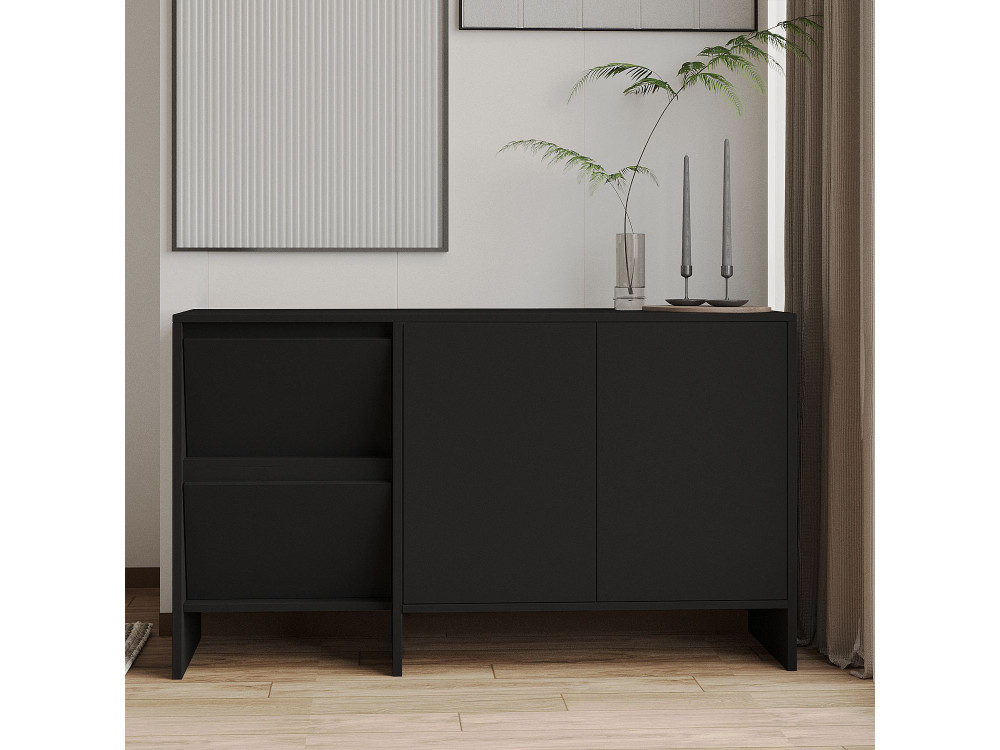 Credenza in legno "Laris 130" - 130 x 44 x 82 cm - Nero