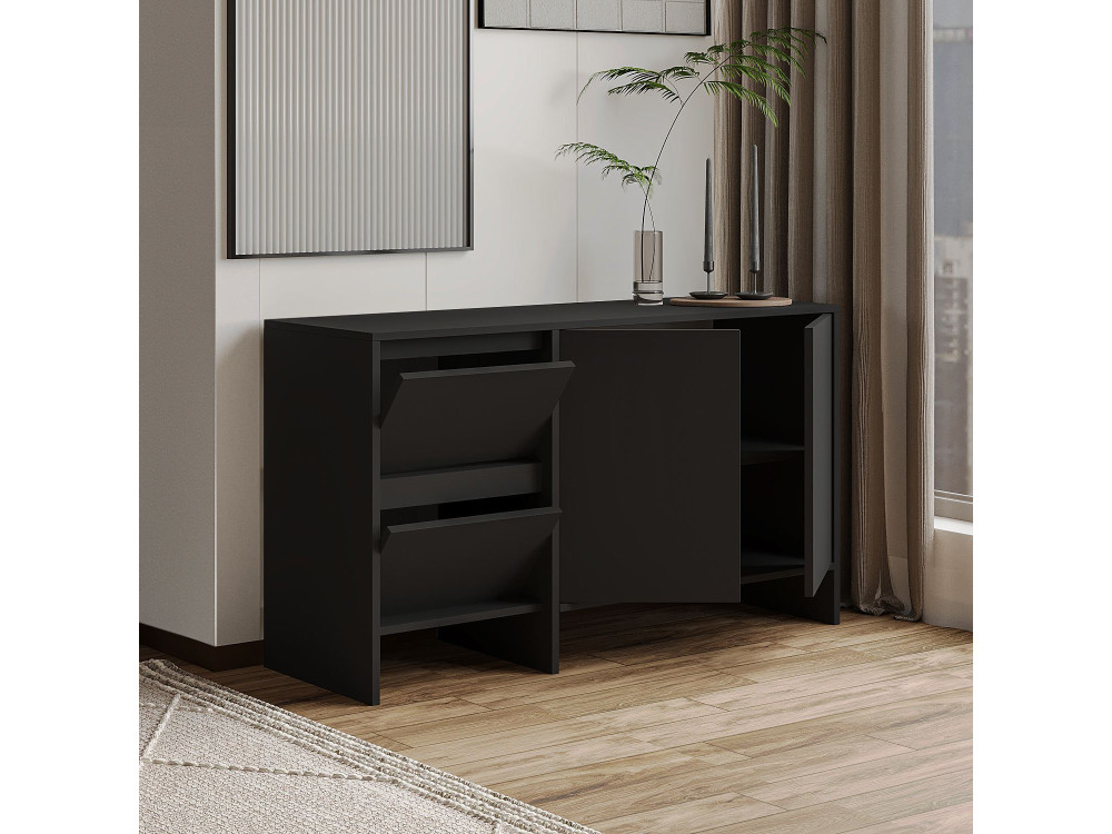 Credenza in legno "Laris 130" - 130 x 44 x 82 cm - Nero