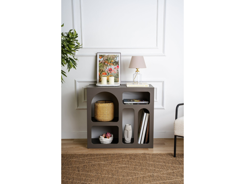 Credenza in legno "Lessa" - 80 x 37 x 74 cm - Grigio antracite