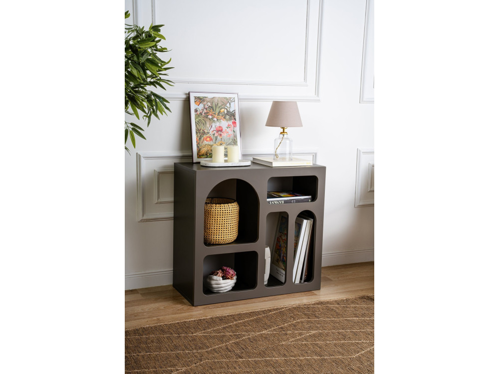 Credenza in legno "Lessa" - 80 x 37 x 74 cm - Grigio antracite