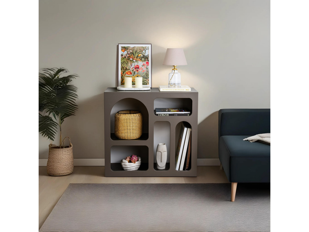 Credenza in legno "Lessa" - 80 x 37 x 74 cm - Grigio antracite