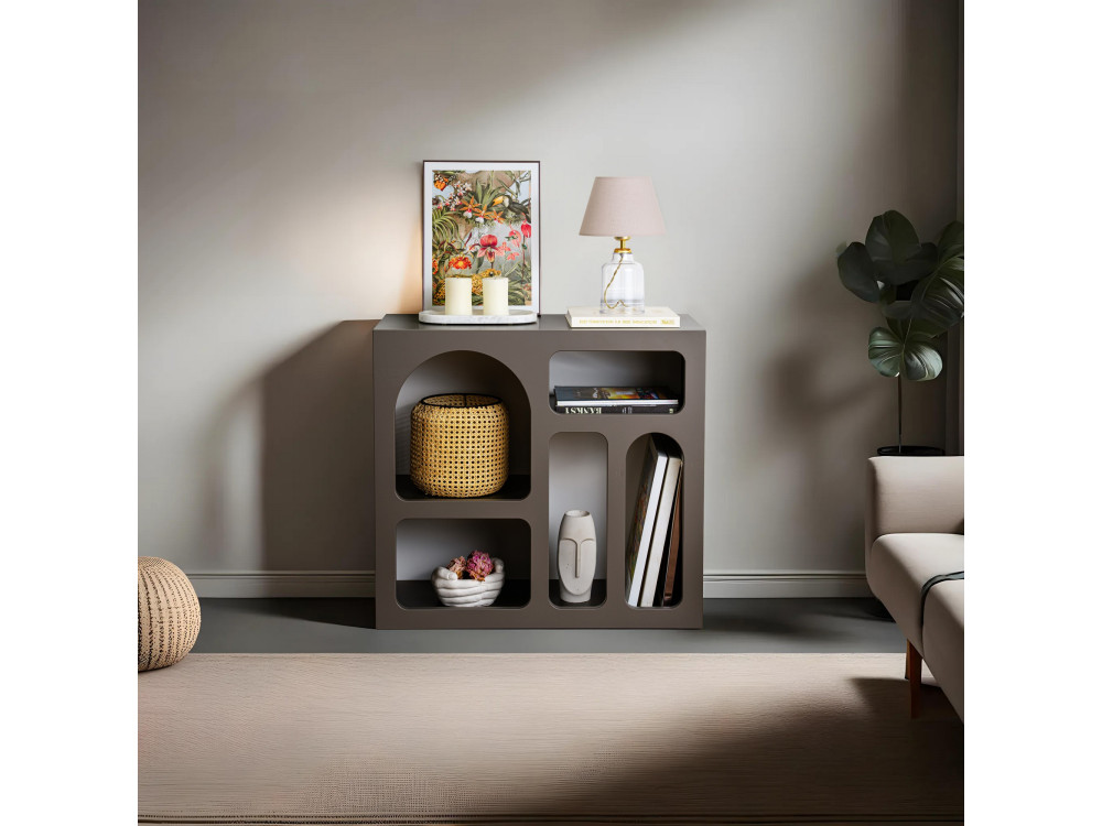 Credenza in legno "Lessa" - 80 x 37 x 74 cm - Grigio antracite