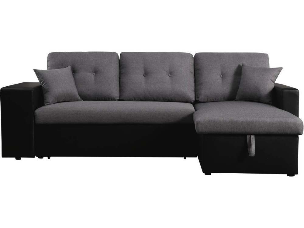 Divano ad angolo trasformabile / reversibile "Axel" - 3 posti - Nero / Grigio