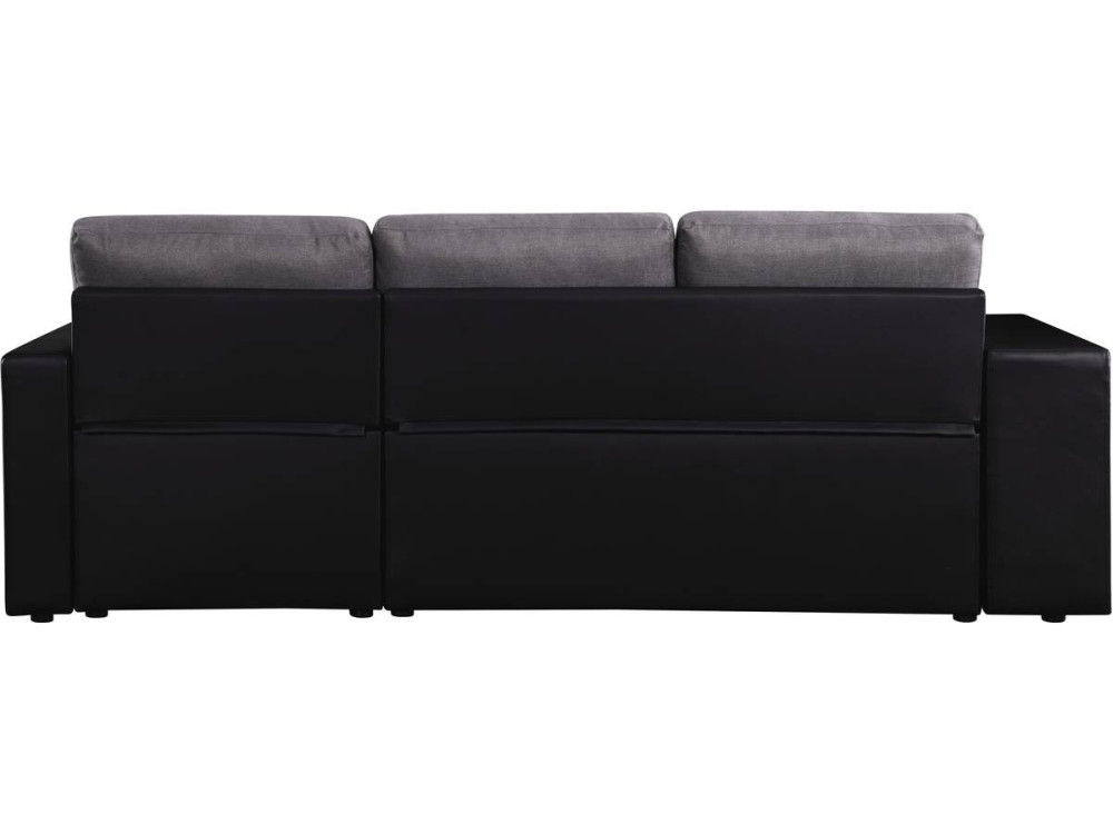 Divano ad angolo trasformabile / reversibile "Axel" - 3 posti - Nero / Grigio