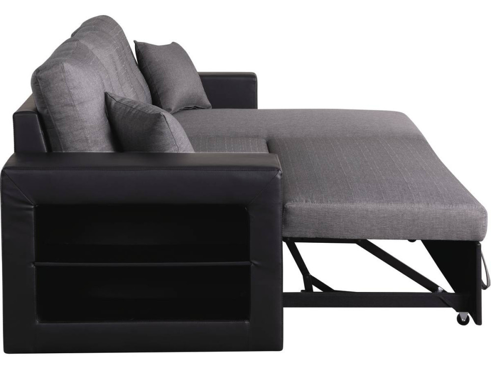 Divano ad angolo trasformabile / reversibile "Axel" - 3 posti - Nero / Grigio