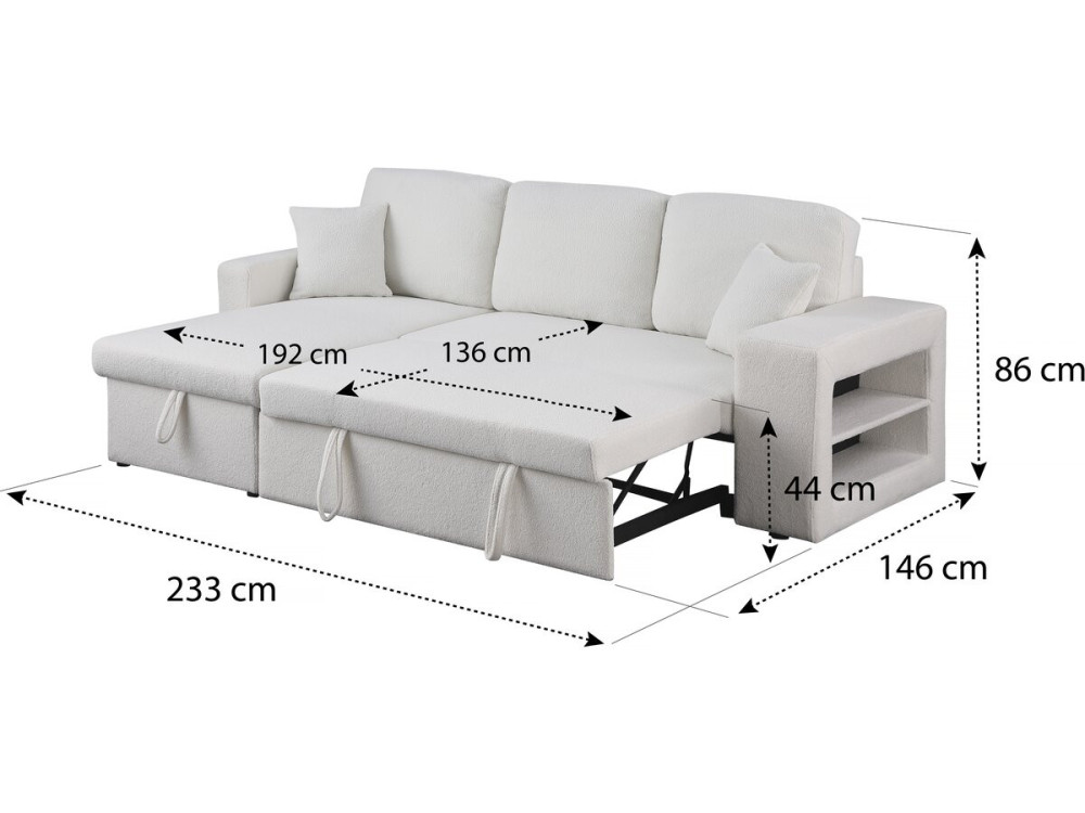 Divano angolare trasformabile/reversibile "Axel" - 3 posti - Bianco