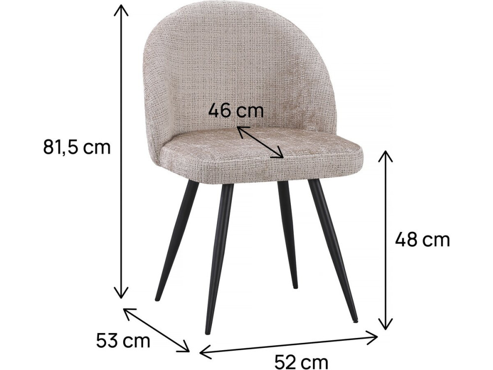 Set di 2 sedie in tessuto "Samuel" - 53 x 51 x 82 cm - Beige