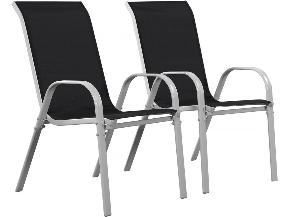 Sedia da giardino textilene "Cordoba" -Phoenix- Nero - Set di 2