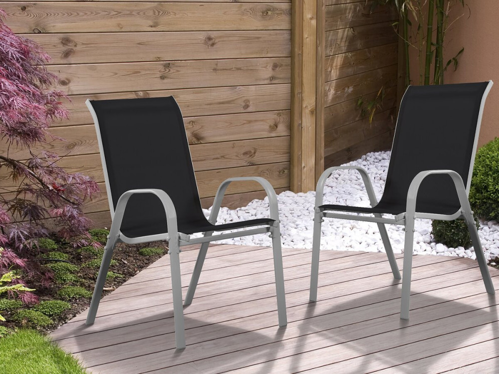 Sedia da giardino textilene "Cordoba" -Phoenix- Nero - Set di 2