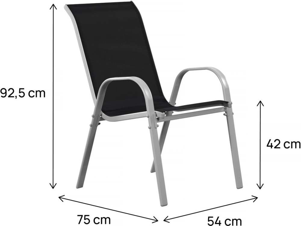 Sedia da giardino textilene "Cordoba" -Phoenix- Nero - Set di 2