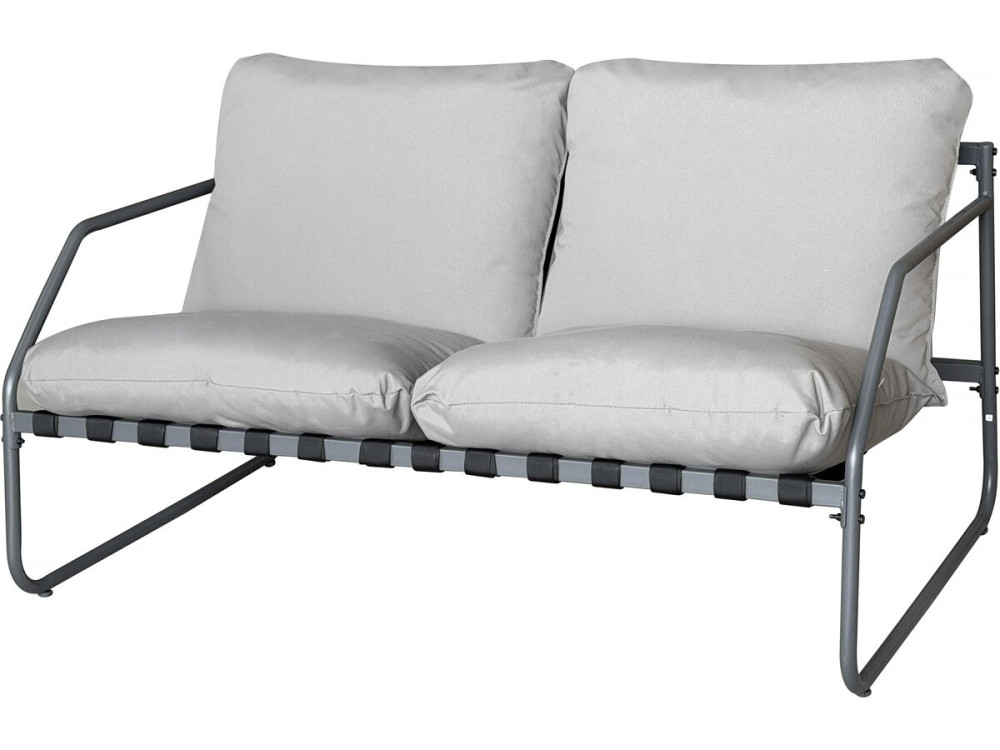 Set di mobili da giardino in metallo "Sora" con cuscini - 4 posti - Grigio
