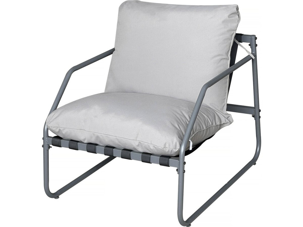 Set di mobili da giardino in metallo "Sora" con cuscini - 4 posti - Grigio