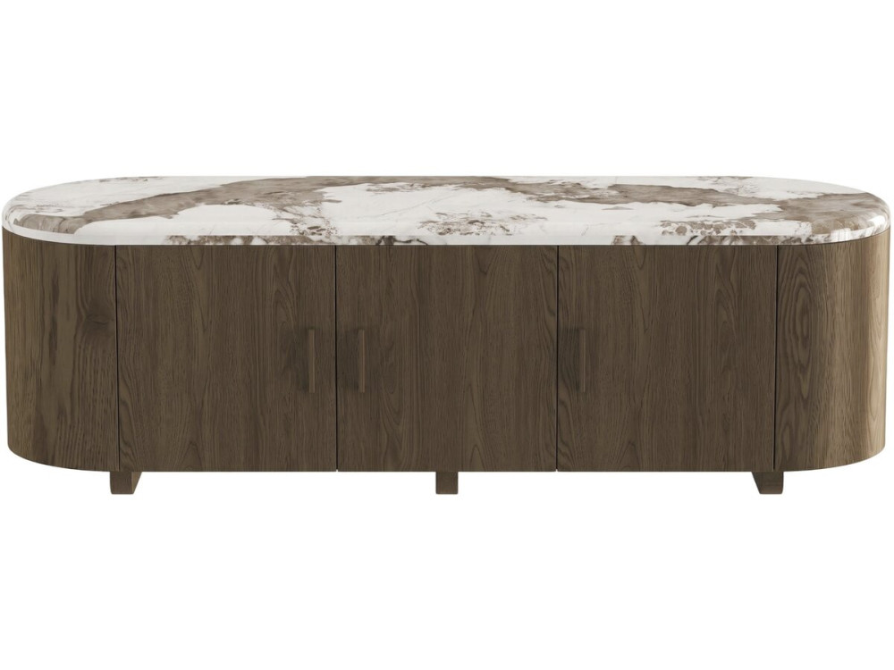 Mobile TV con ripiano in ceramica Pandora “Azya” - 160 x 45 x 45 cm - Marrone
