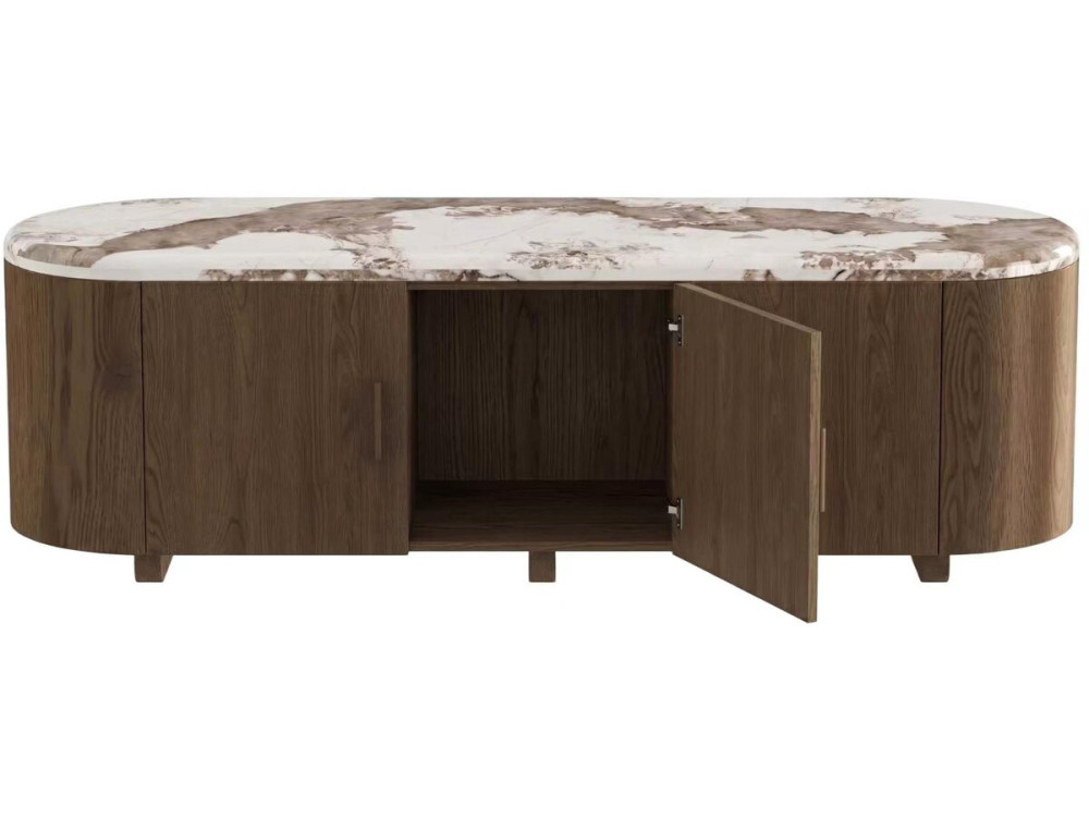 Mobile TV con ripiano in ceramica Pandora “Azya” - 160 x 45 x 45 cm - Marrone