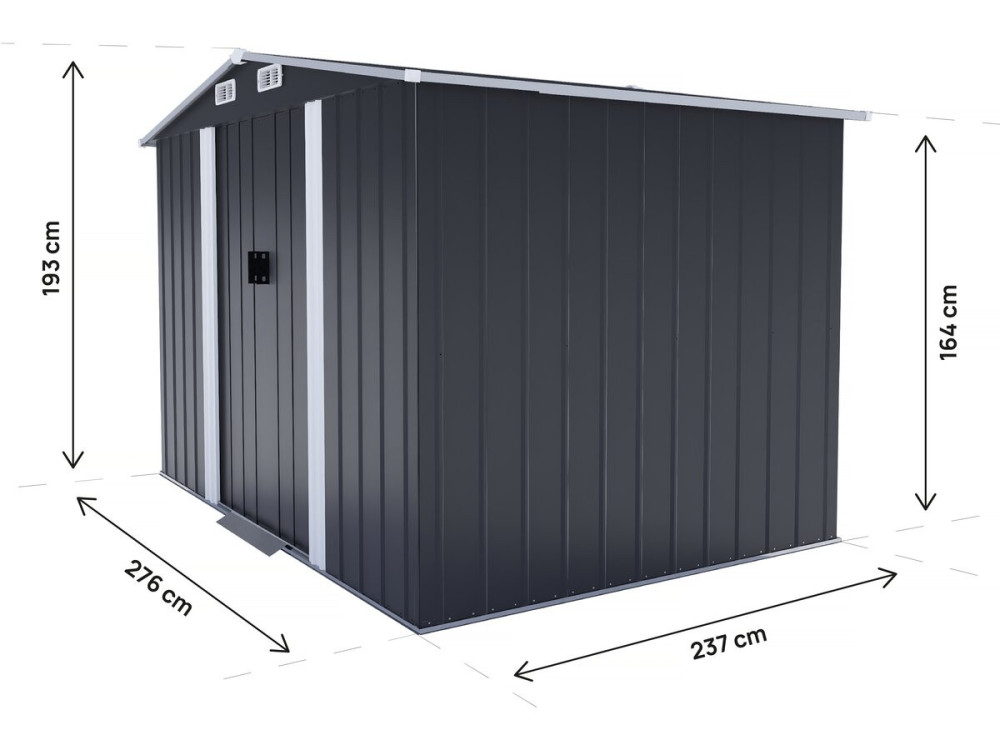 Casetta da giardino in metallo "Boston" con porta scorrevole - 6,54 m² - Grigio