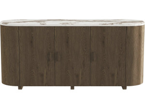 Credenza in legno con ripiano in ceramica "Azya" - 160 x 45 x 75 cm - Marrone