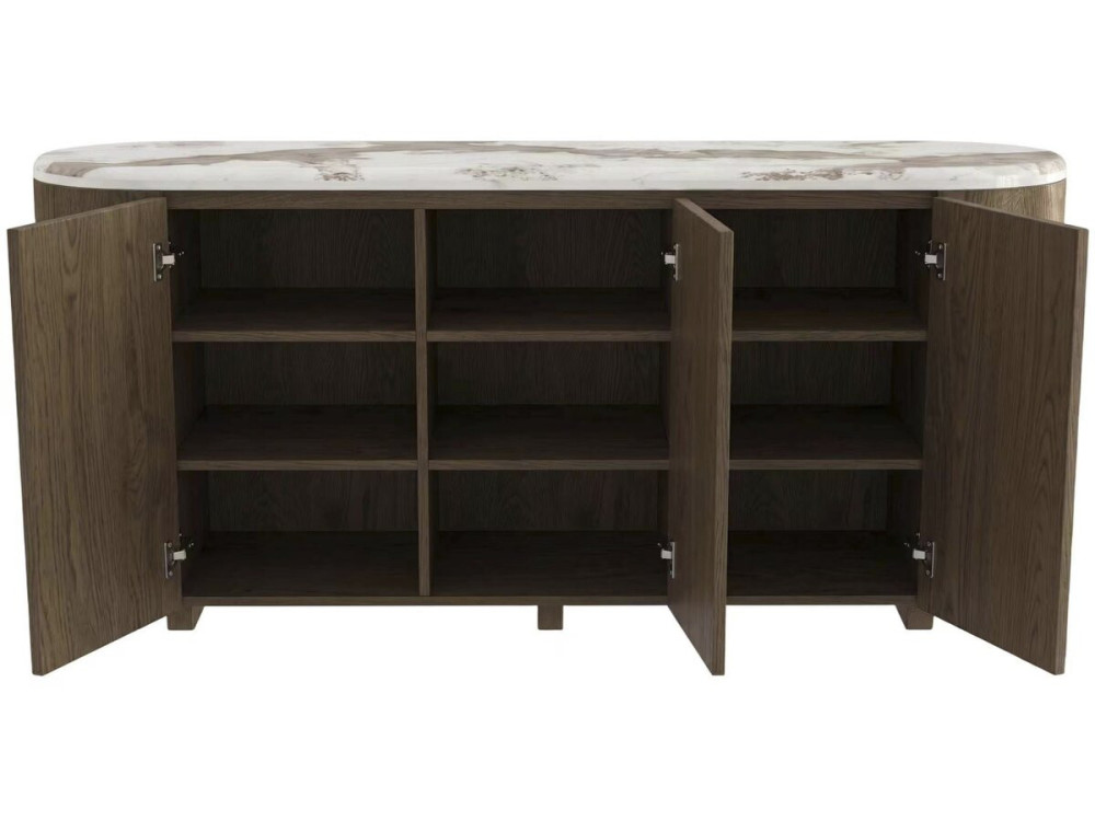 Credenza in legno con ripiano in ceramica "Azya" - 160 x 45 x 75 cm - Marrone