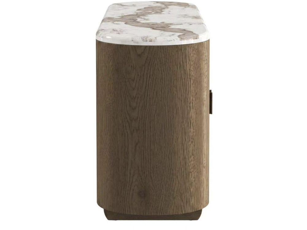 Credenza in legno con ripiano in ceramica "Azya" - 160 x 45 x 75 cm - Marrone