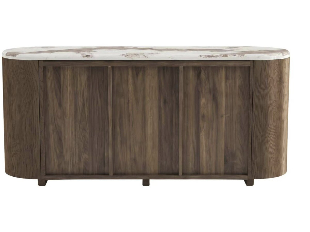 Credenza in legno con ripiano in ceramica "Azya" - 160 x 45 x 75 cm - Marrone