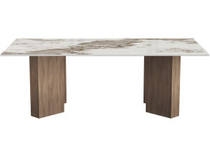 Tavolino in legno con piano in ceramica "Elma" - 120 x 60 x 40 cm - Marrone