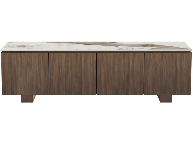 Mobile TV in legno con ripiano in ceramica "Elma" - 160 x 45 x 45 cm - Marrone