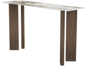 Consolle in legno con piano in ceramica "Elma" - 140 x 40 x 80 cm - Marrone