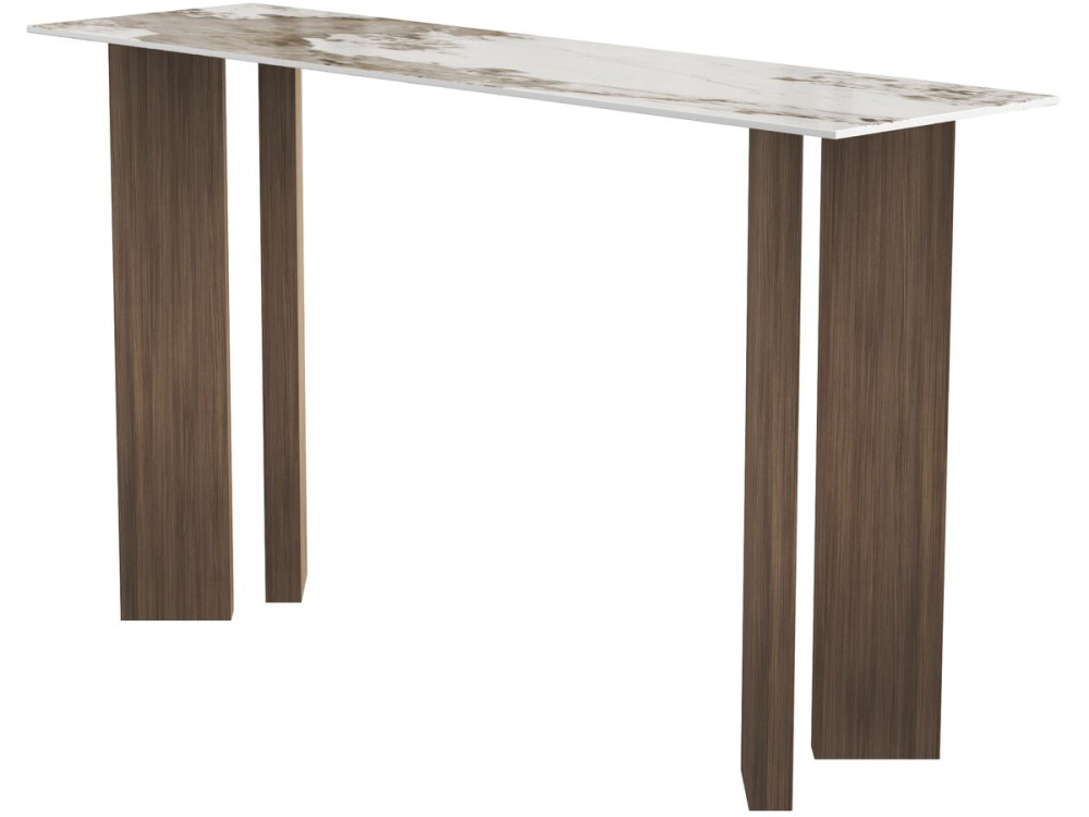 Consolle in legno con piano in ceramica "Elma" - 140 x 40 x 80 cm - Marrone