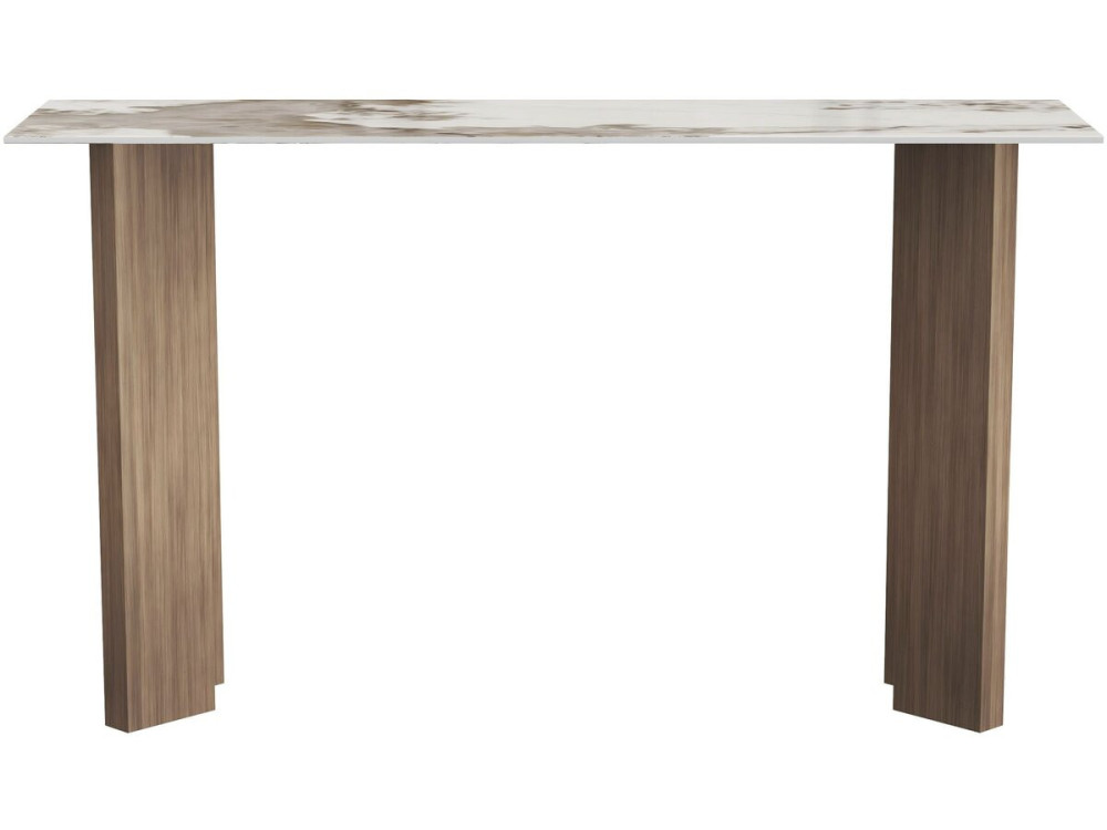 Consolle in legno con piano in ceramica "Elma" - 140 x 40 x 80 cm - Marrone