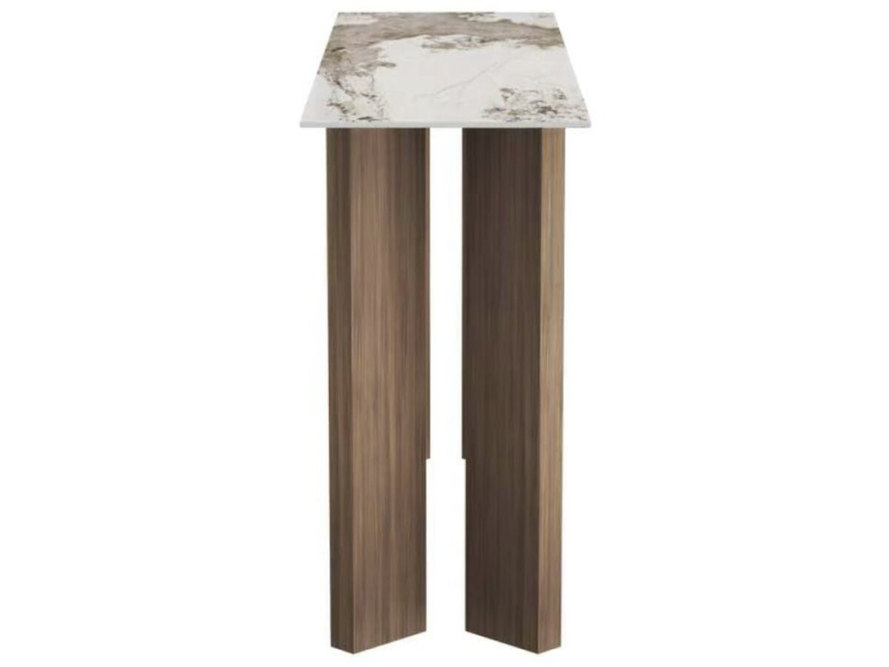 Consolle in legno con piano in ceramica "Elma" - 140 x 40 x 80 cm - Marrone