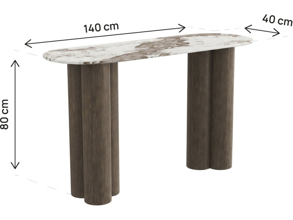 Consolle con piano in ceramica "Zora" - 140 cm - Marrone