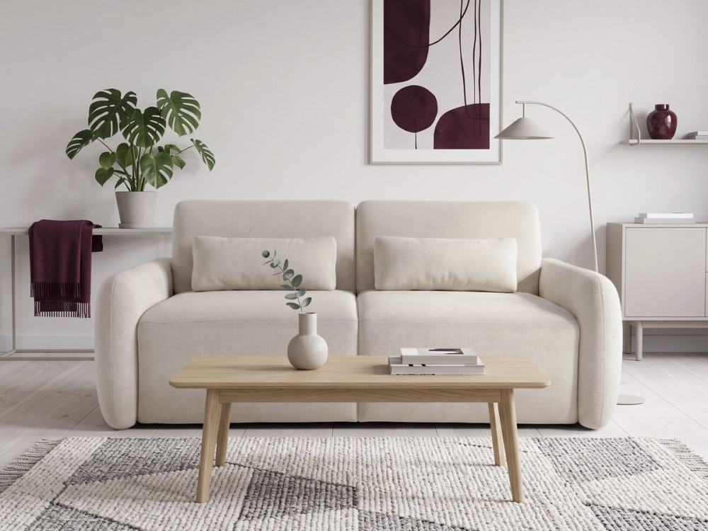 Canapé lit convertible express "Aurelie" - Matelas 18 cm - Couchage 140 cm - 3 places - Beige