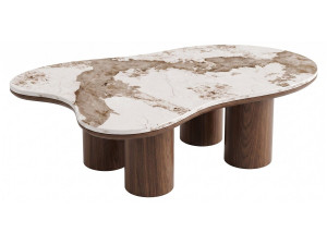 Tavolino in legno con piano in ceramica "Kora" - 120 cm - Marrone