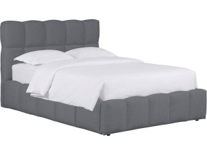 Letto matrimoniale in tessuto con contenitore "Davos" - 140 x 190 cm - Grigio