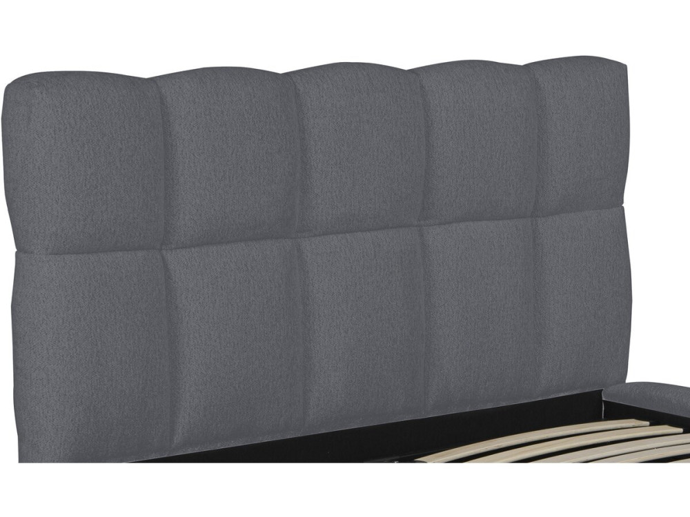 Letto matrimoniale in tessuto con contenitore "Davos" - 140 x 190 cm - Grigio
