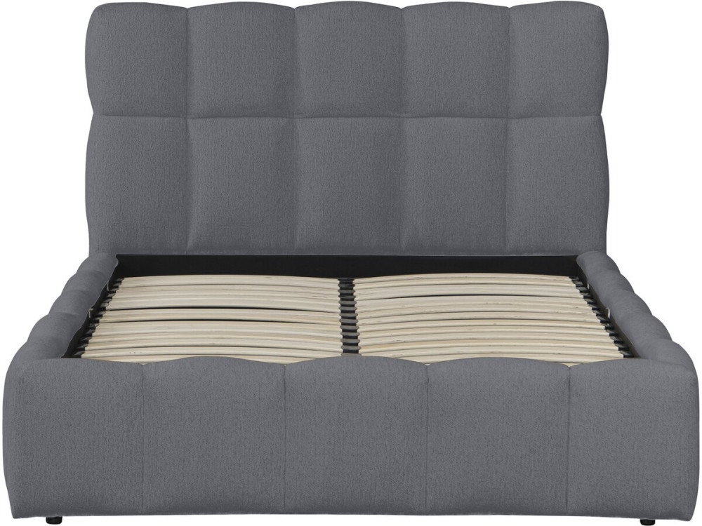 Letto matrimoniale in tessuto con contenitore "Davos" - 160 x 200 cm - Grigio