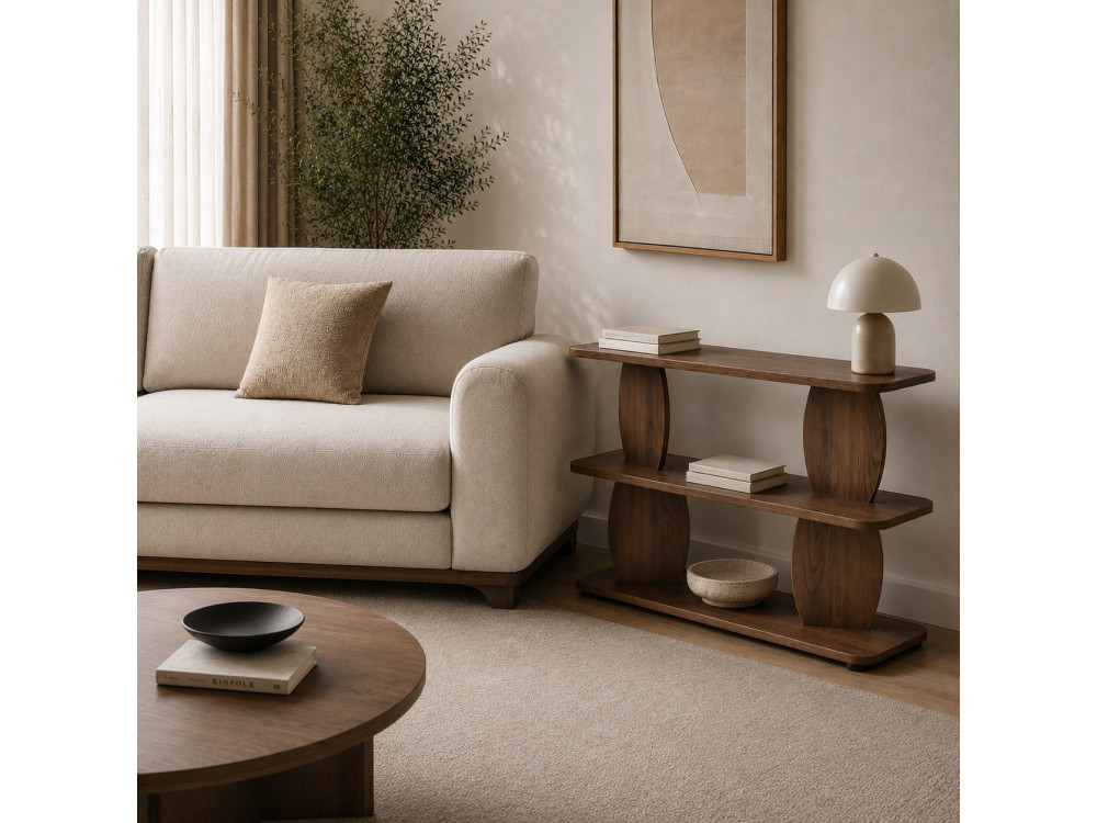 Tavolino in legno "Armonia" - 90 x 30 x 70 cm - Marrone