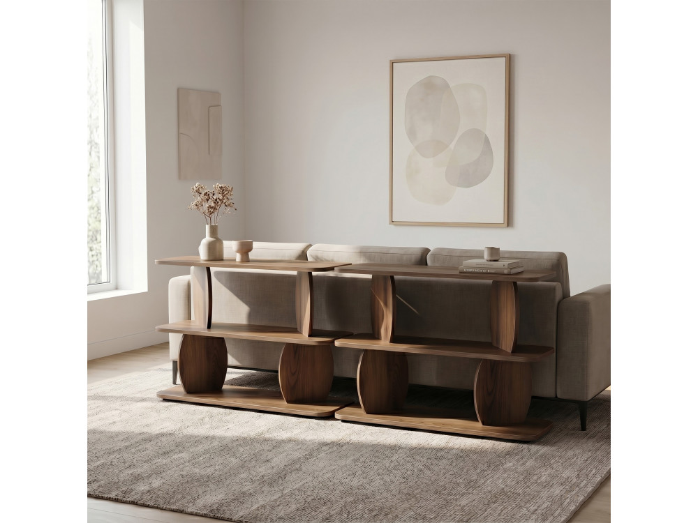 Tavolino in legno "Armonia" - 90 x 30 x 70 cm - Marrone