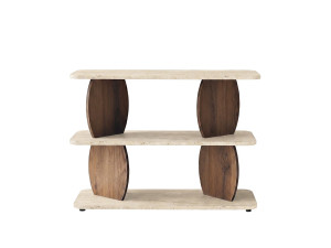 Tavolino in legno "Armonia" - 90 x 30 x 70 cm - Travertino / Noce
