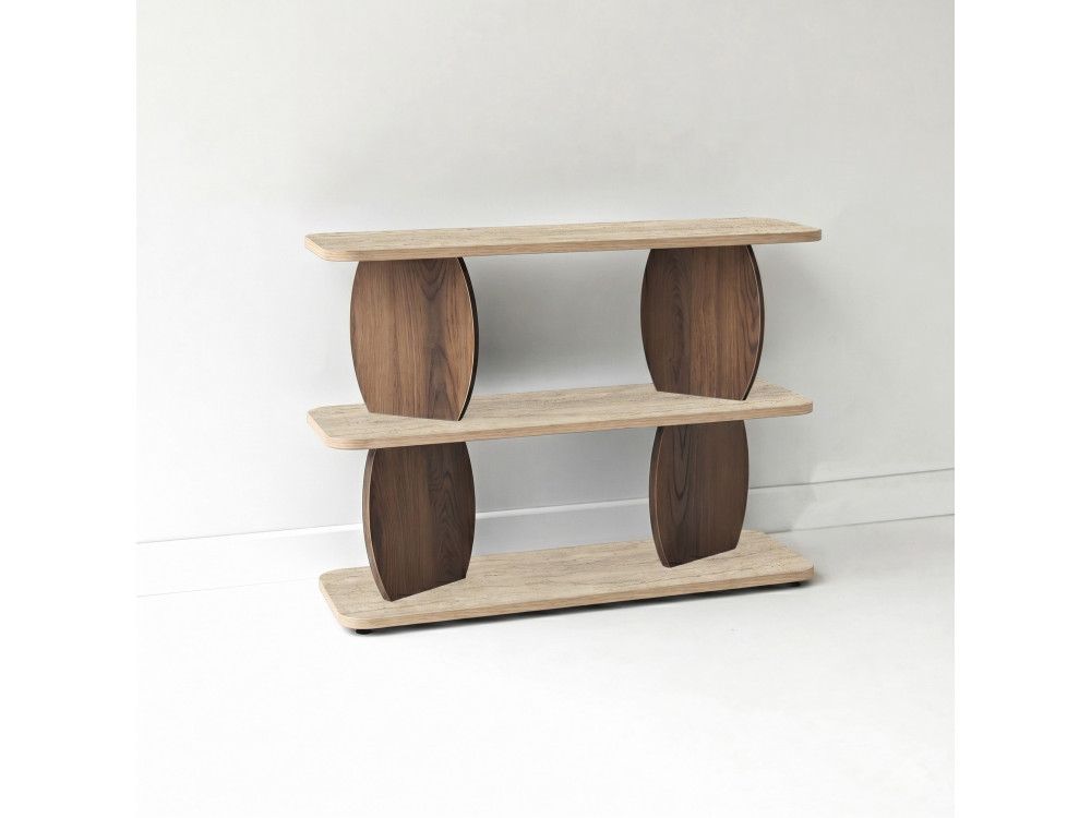 Tavolino in legno "Armonia" - 90 x 30 x 70 cm - Travertino / Noce