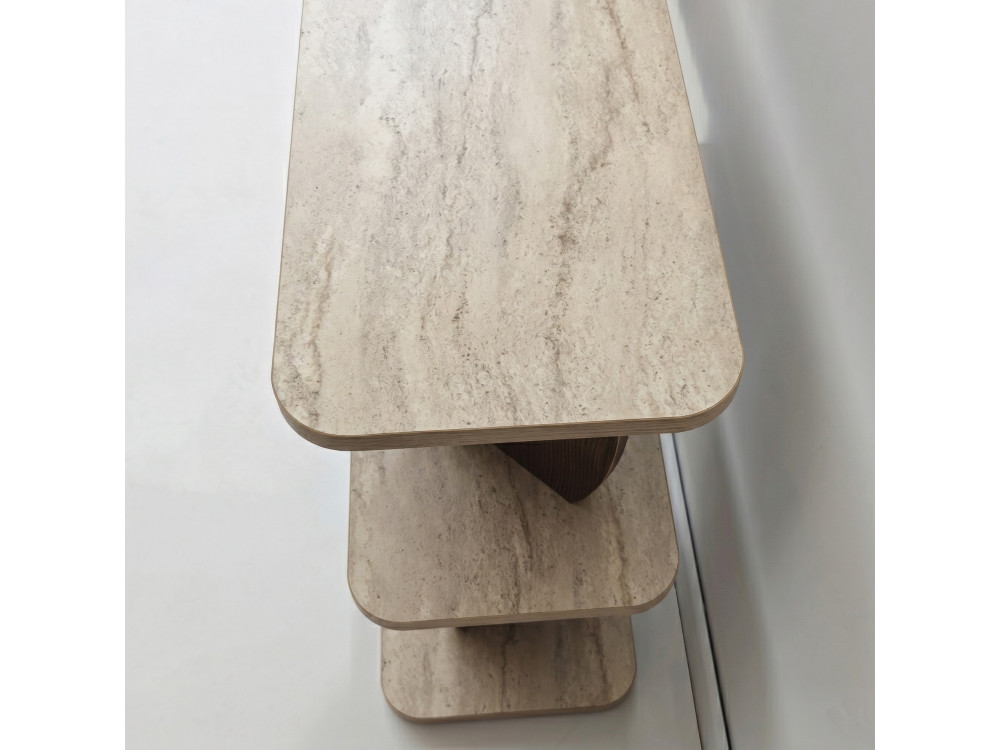 Tavolino in legno "Armonia" - 90 x 30 x 70 cm - Travertino / Noce