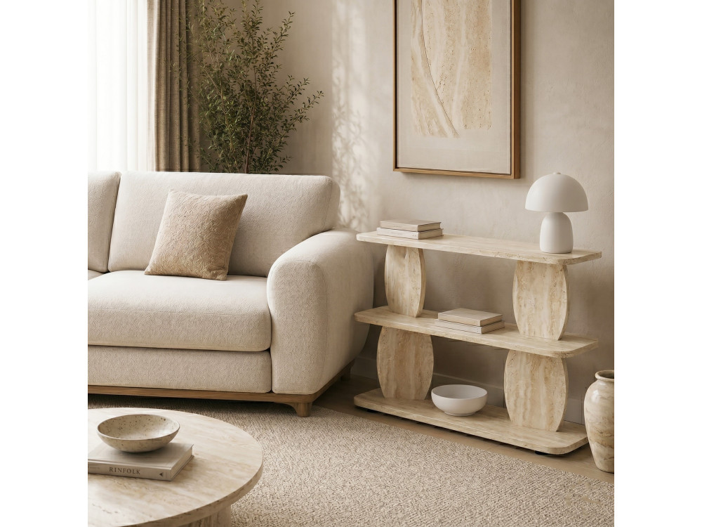 Tavolino in legno "Armonia" - 90 x 30 x 70 cm - Travertino