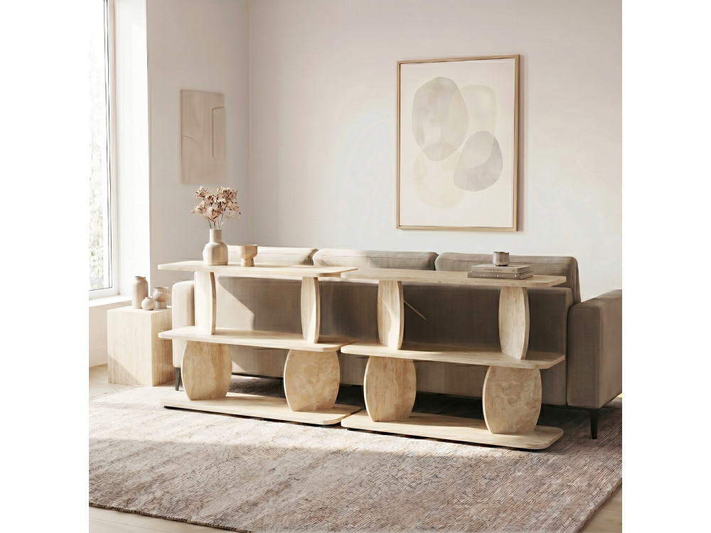 Tavolino in legno "Armonia" - 90 x 30 x 70 cm - Travertino