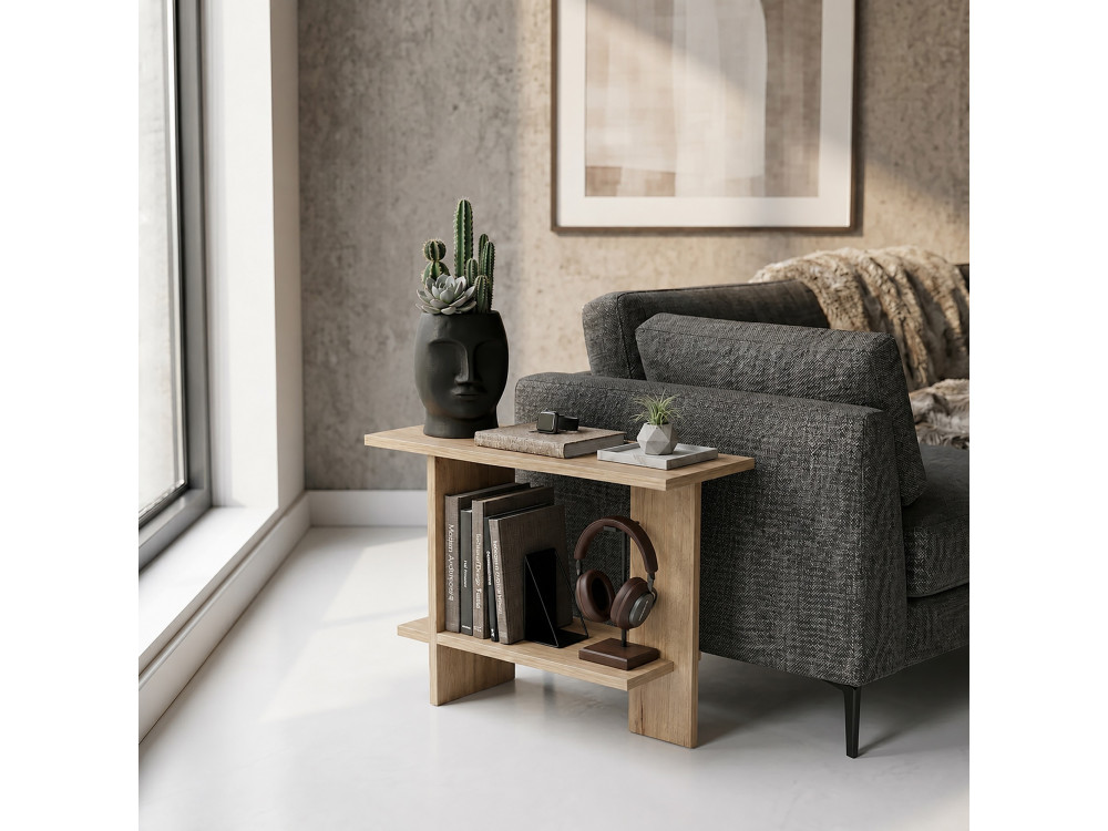 Tavolino in legno "Essenziale" - 80 x 30 x 55 cm - Rovere Saphir