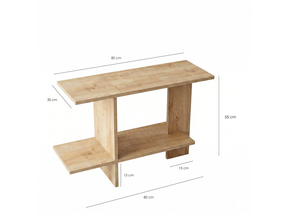 Tavolino in legno "Essenziale" - 80 x 30 x 55 cm - Rovere Saphir
