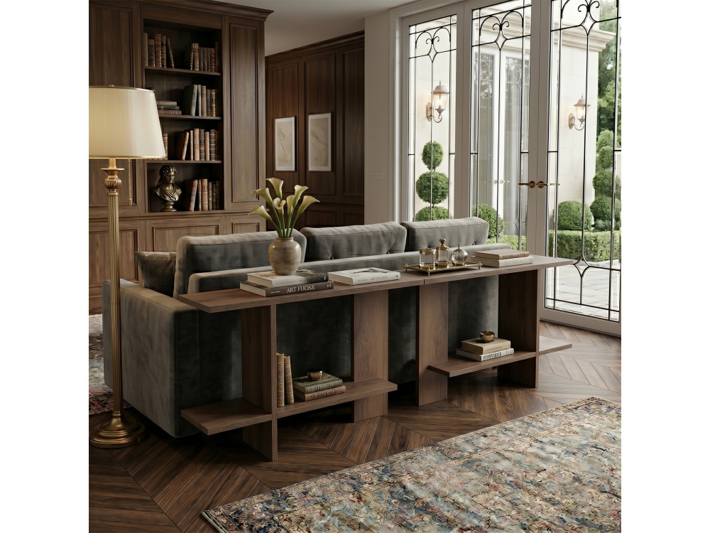 Tavolino in legno "Essenziale" - 80 x 30 x 55 cm - Marrone