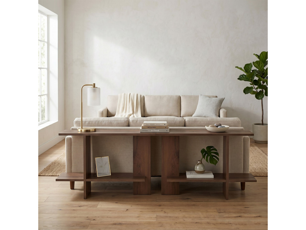 Tavolino in legno "Essenziale" - 80 x 30 x 55 cm - Marrone